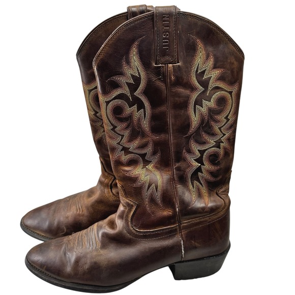 Justin Boots Size 11D‎ Brown Mens Leather Western Cowboy Boots Style 2551